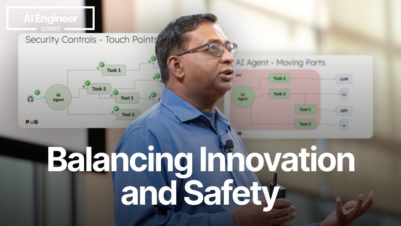 Don Bosco Durai presenting his 2025 AI Engineer Summit talk on agent security