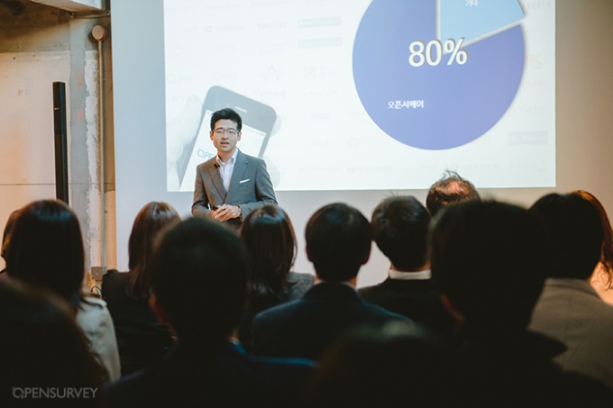 Dong-ho Kim presenting at Opensurvey’s October 2014 client day