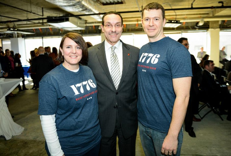 Donna Harris, D.C. Mayor Vincent Gray and Evan Burfield at 1776’s 2013 open house