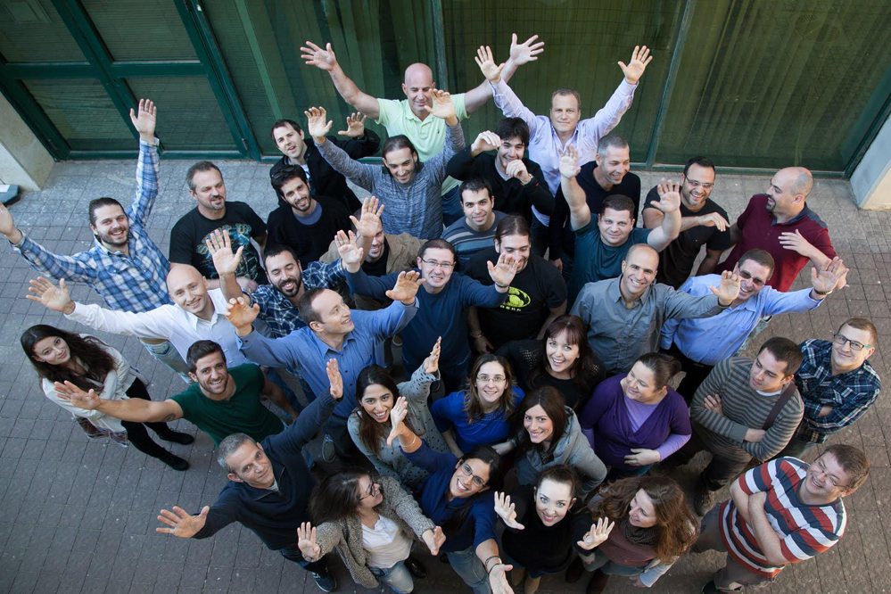 Fornova’s R&D team in Israel in 2017, with Dori Stein at the back raising both arms