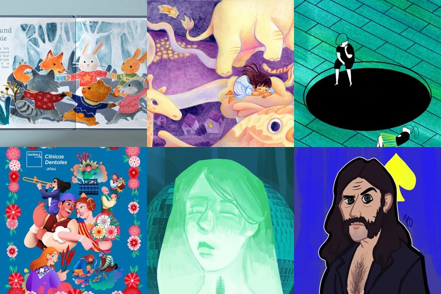 A grid of illustration work hosted on Drawfolio portfolios