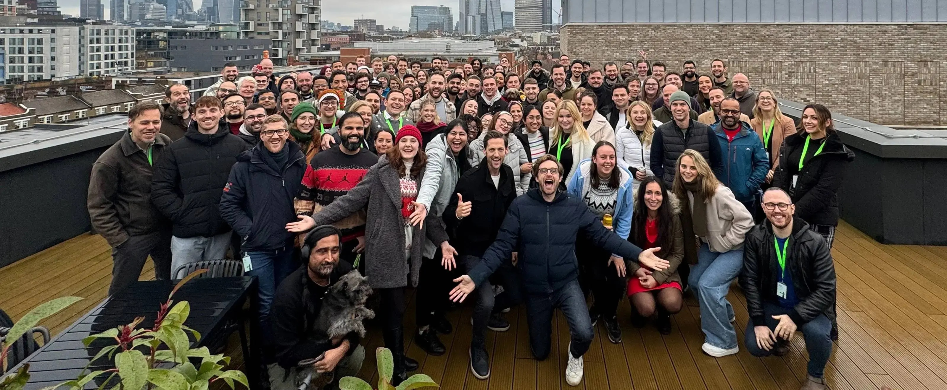 DrDoctor colleagues gathered on a rooftop terrace in London