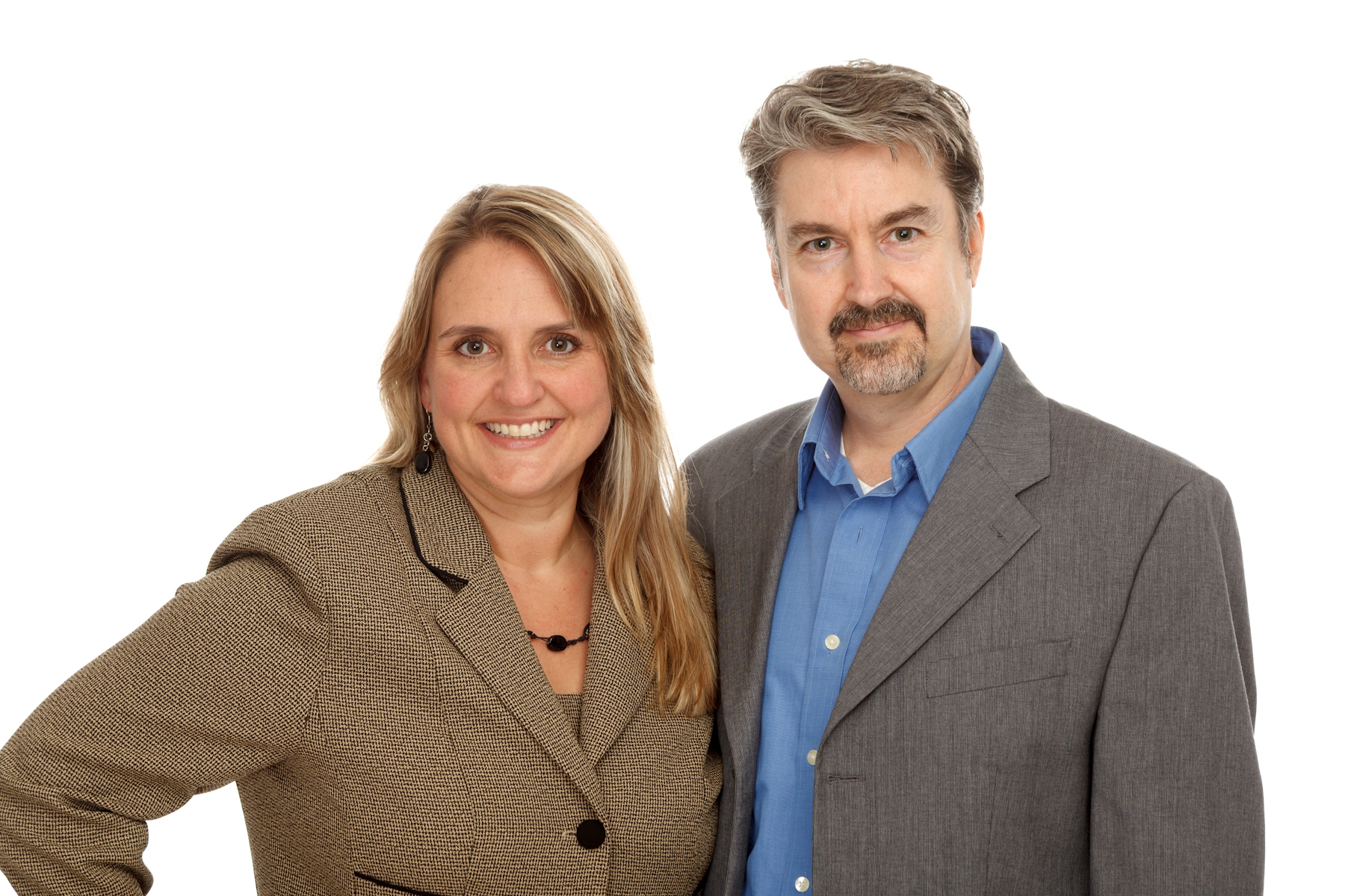 Michelle Tennant Nicholson and Drew Gerber together in a studio photograph