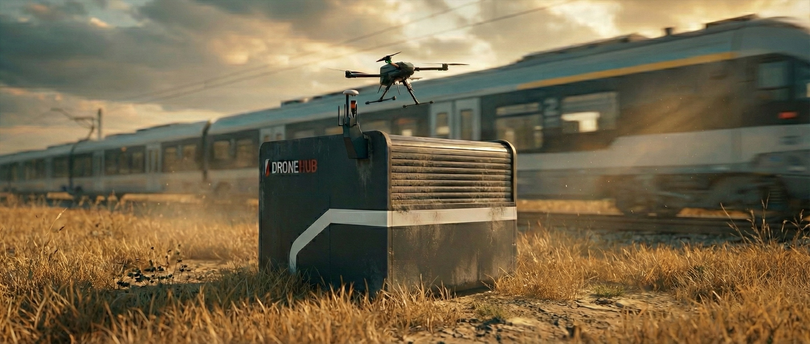 Dronehub autonomous monitoring dock deployed outdoors with a drone