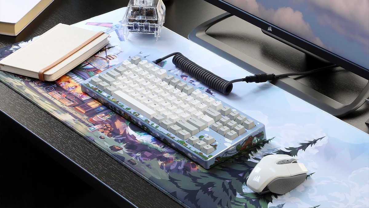 Drop promotional photograph showing the CSTM80 keyboard and its customization design