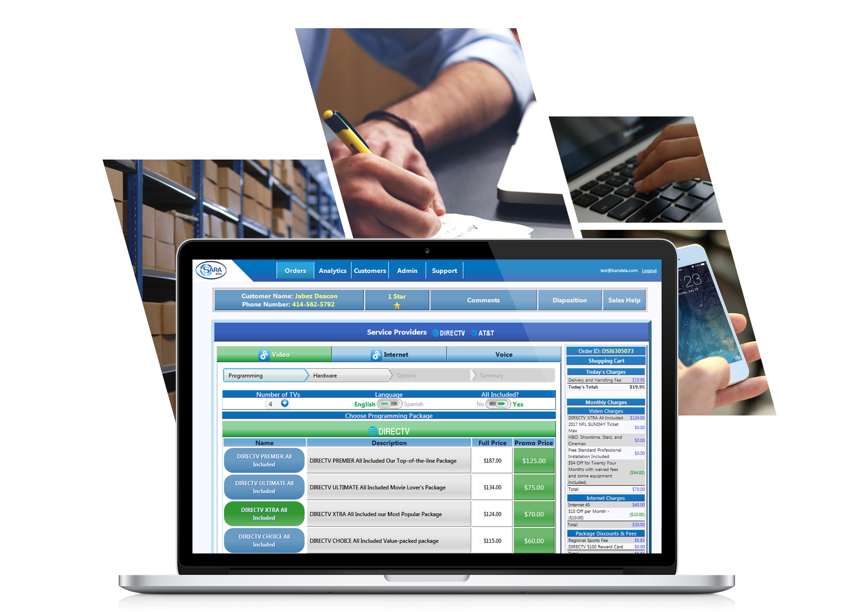 A dealer’s desk, compressed into a screen. SARA Plus’s published product illustration shows its order-entry interface; pictured offers are illustrative, not current pricing.