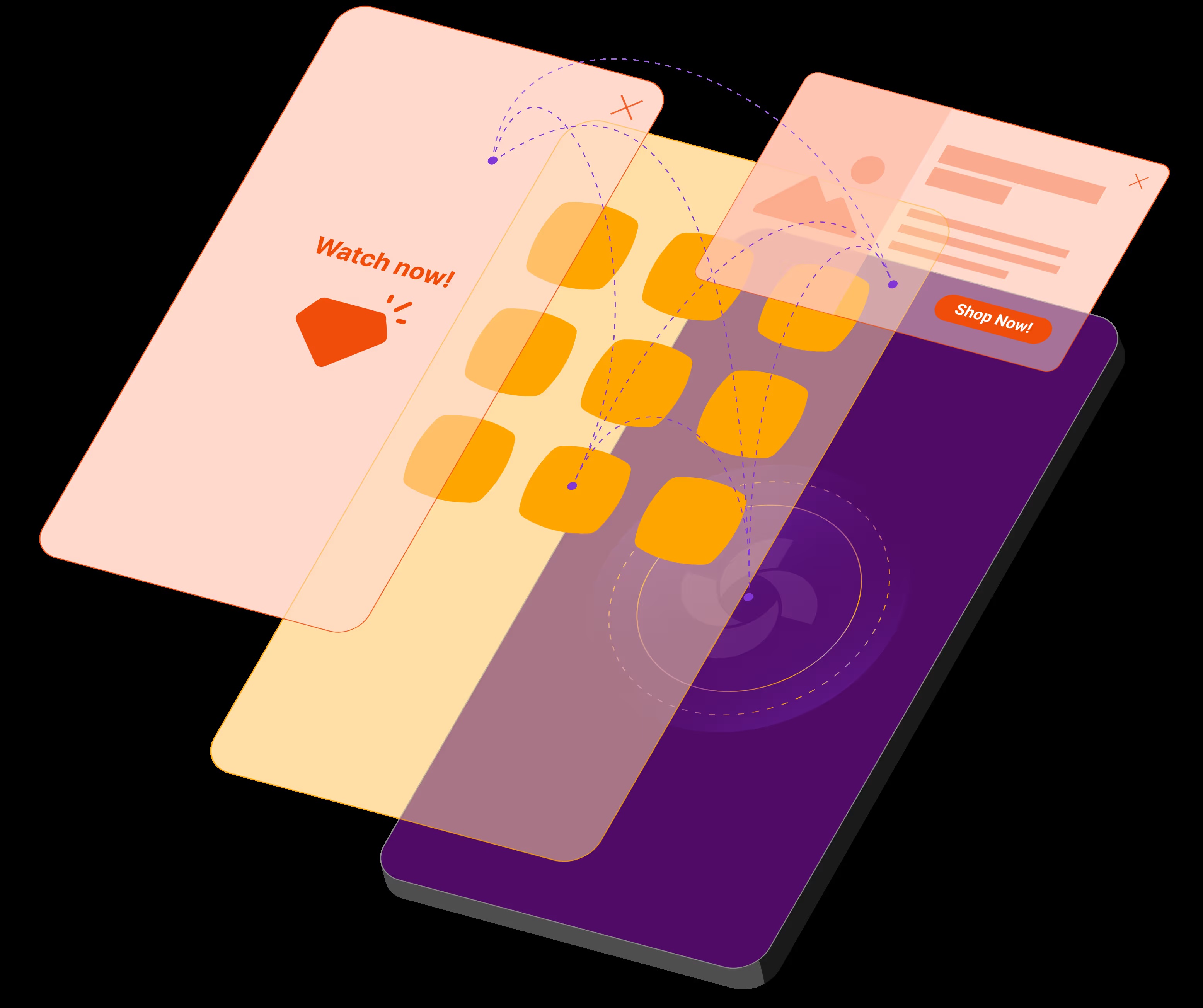 Digital Turbine illustration showing layered mobile app and device experiences