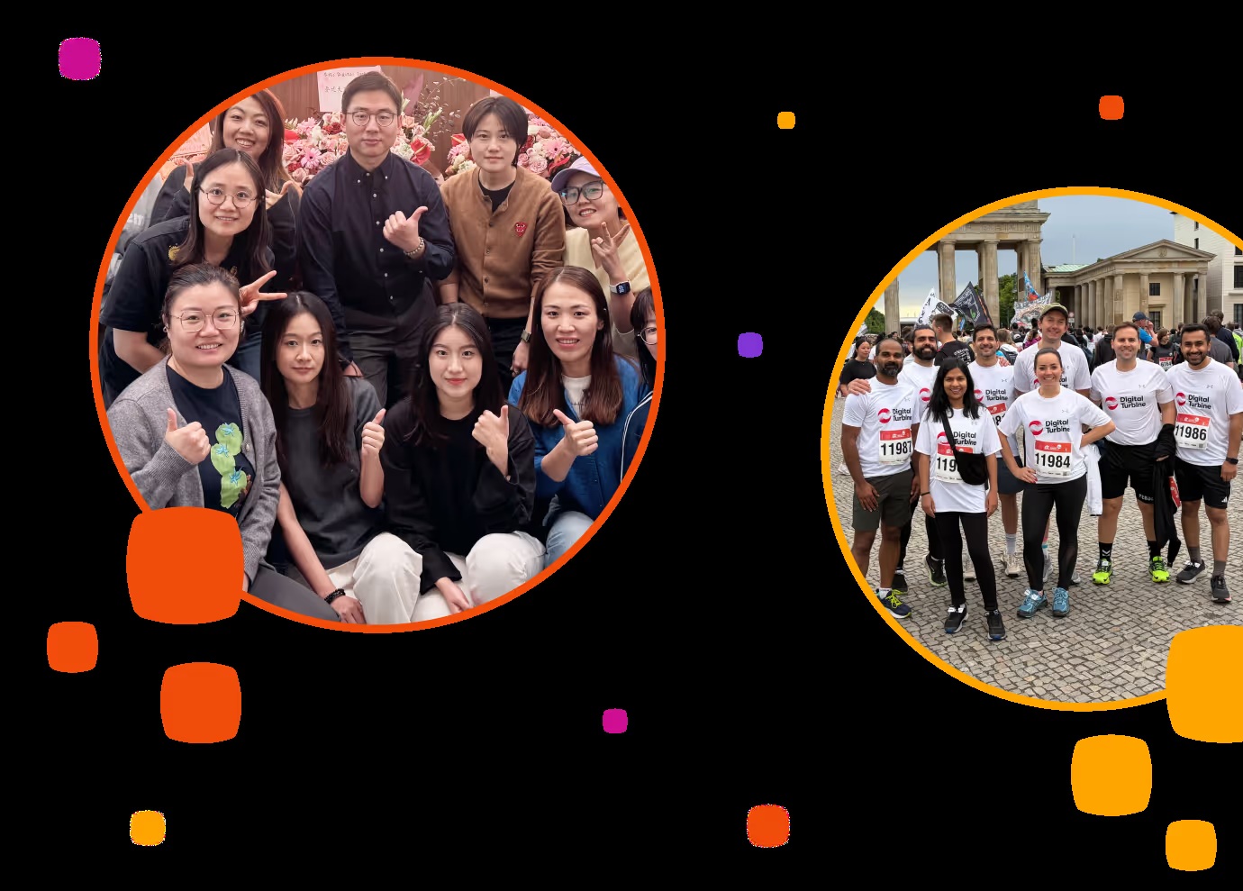 Digital Turbine company collage of employees gathering and participating in a running event