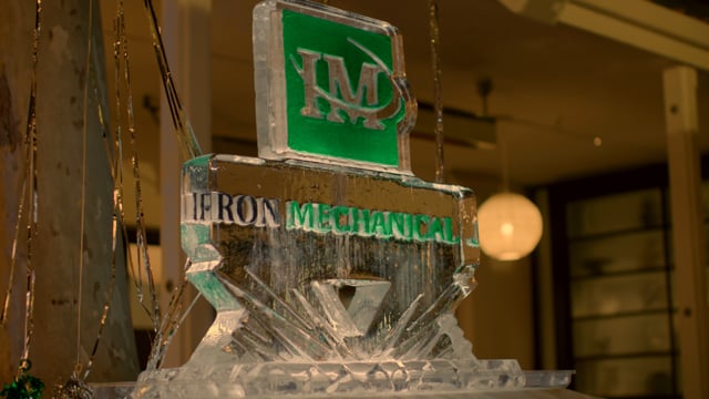 An Iron Mechanical ice sculpture filmed at an event