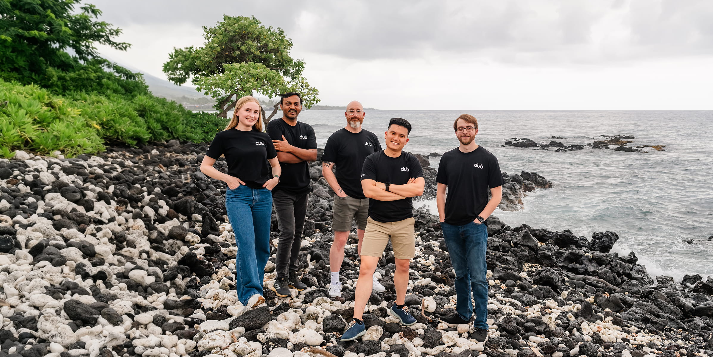 Members of Dub’s remote team together outdoors