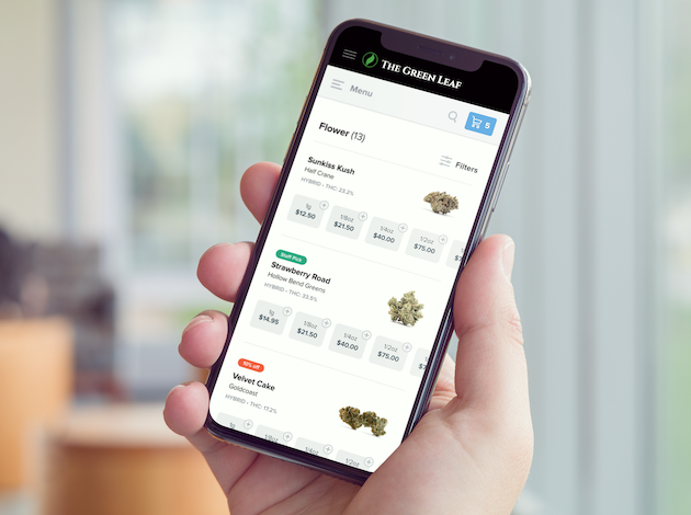 Historical Dutchie online ordering menu shown on a smartphone