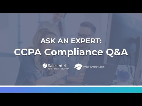 Title card for a 2020 Ask an Expert CCPA Compliance question-and-answer webinar featuring DV Dronamraju