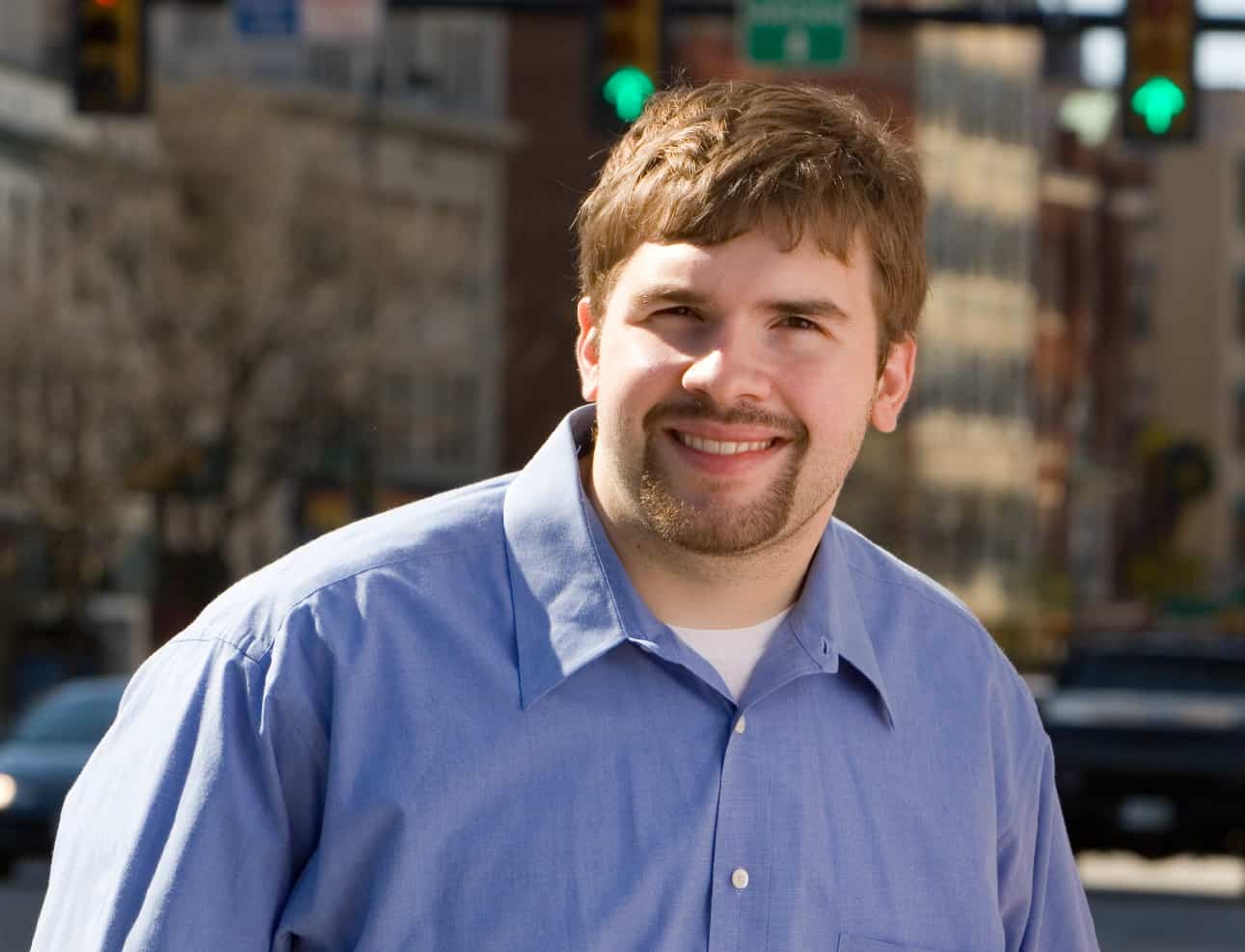 Dyn co-founder Jeremy Hitchcock in a blue shirt