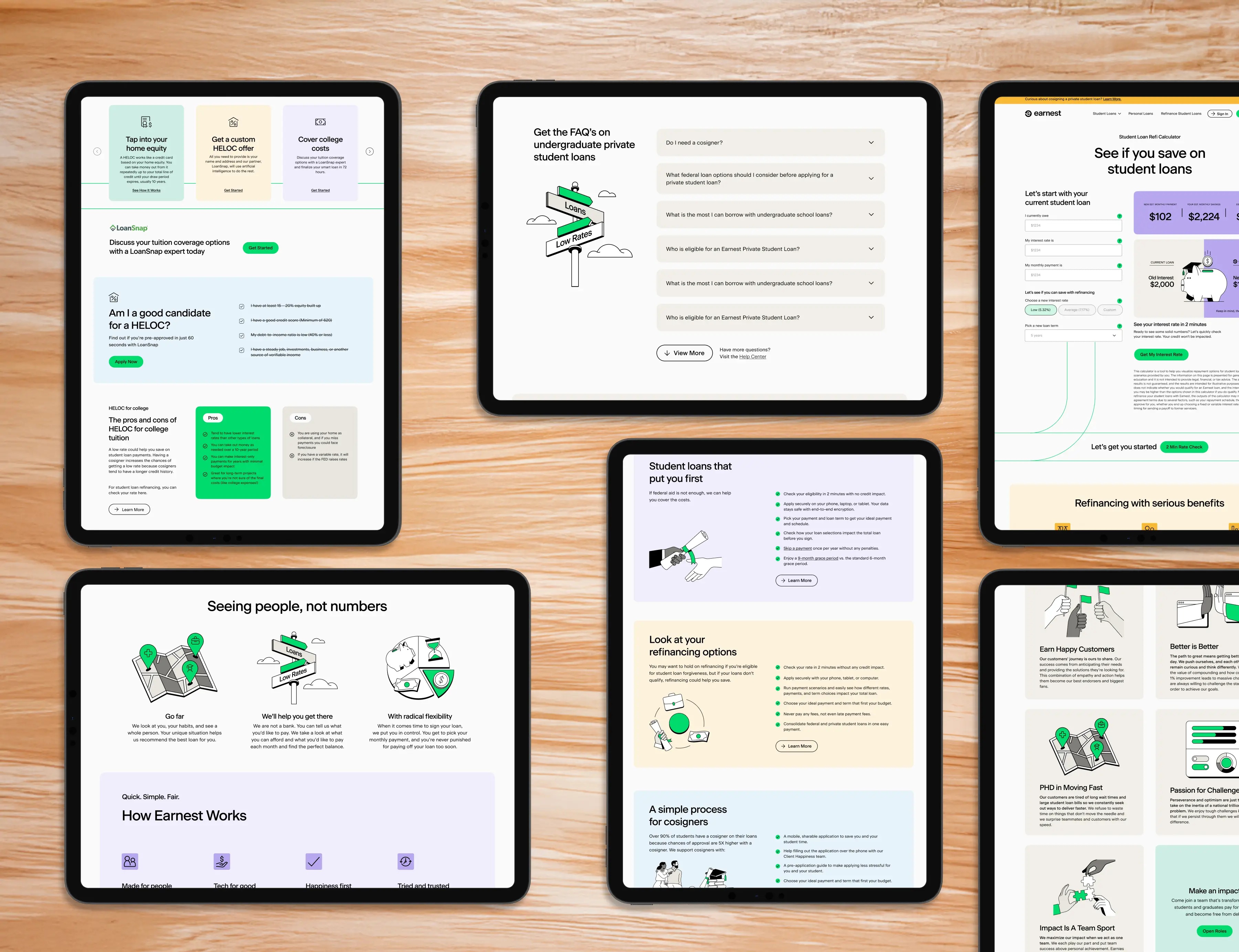 Motto’s presentation of Earnest website designs displayed across tablet mockups