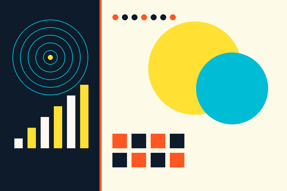 Swiss-style abstract graphic representing eClerx's data, operations, and analytics work