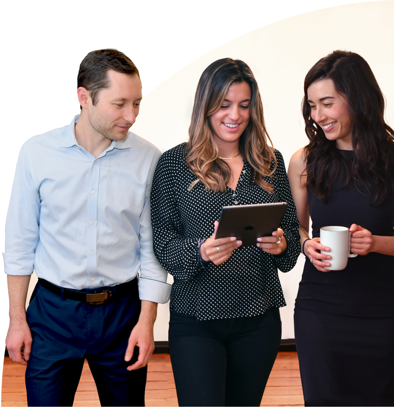 EcoR1 team members in conversation in an official stylized photograph