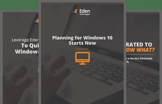 Three Eden Technologies Windows 10 planning guide covers