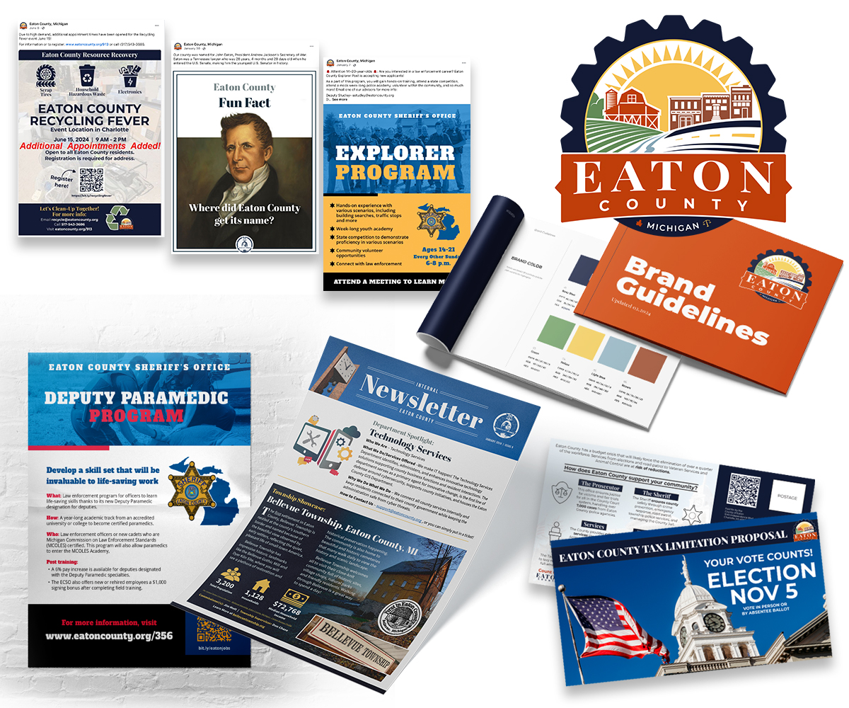 Eaton County branding, newsletters, social posts and public information materials