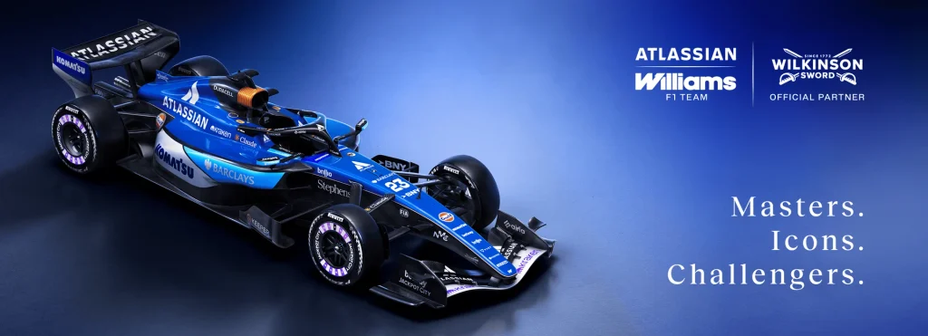 Williams Formula 1 racing car in a Wilkinson Sword partnership promotional image