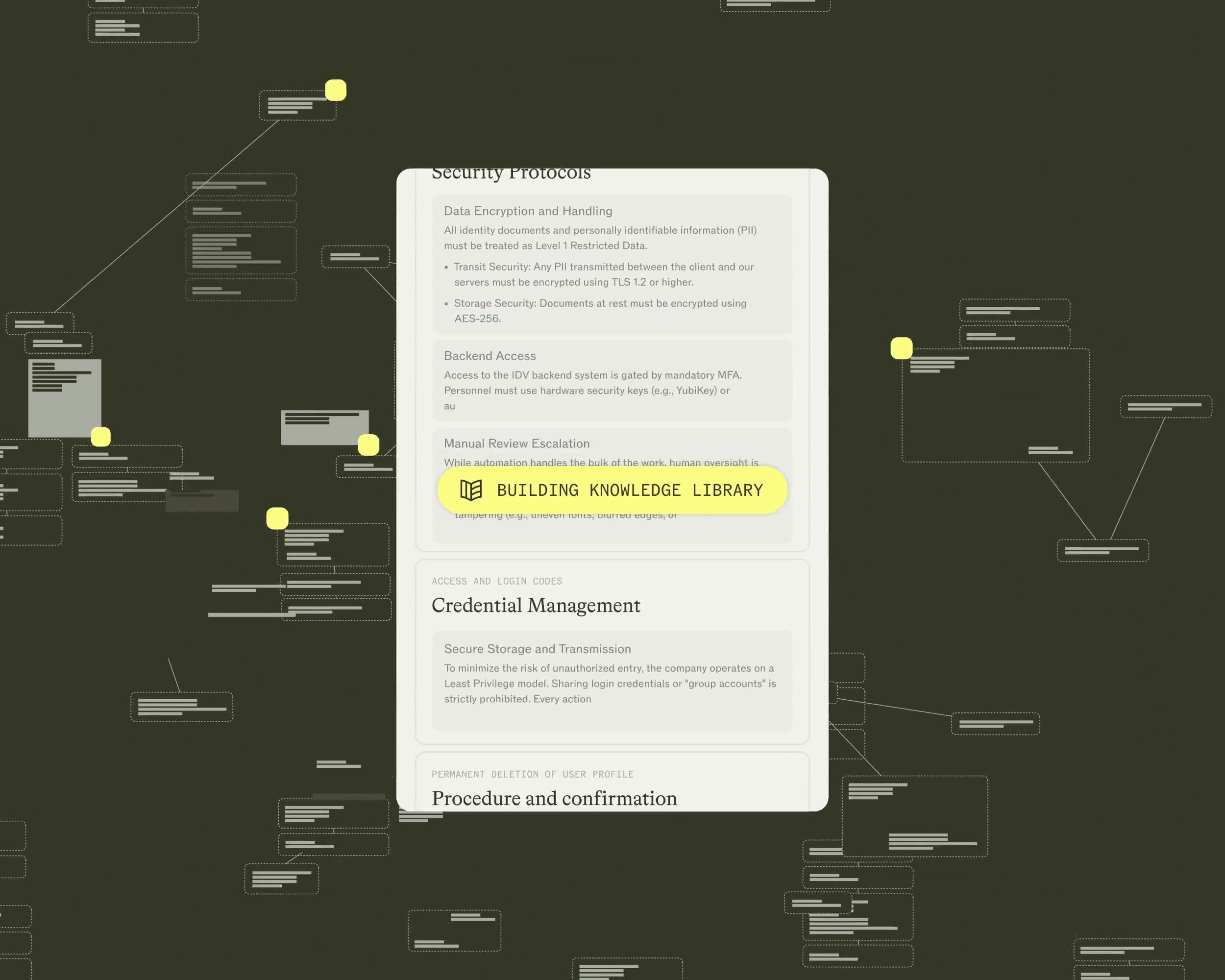 Edra product animation showing scattered operational records becoming a structured knowledge library