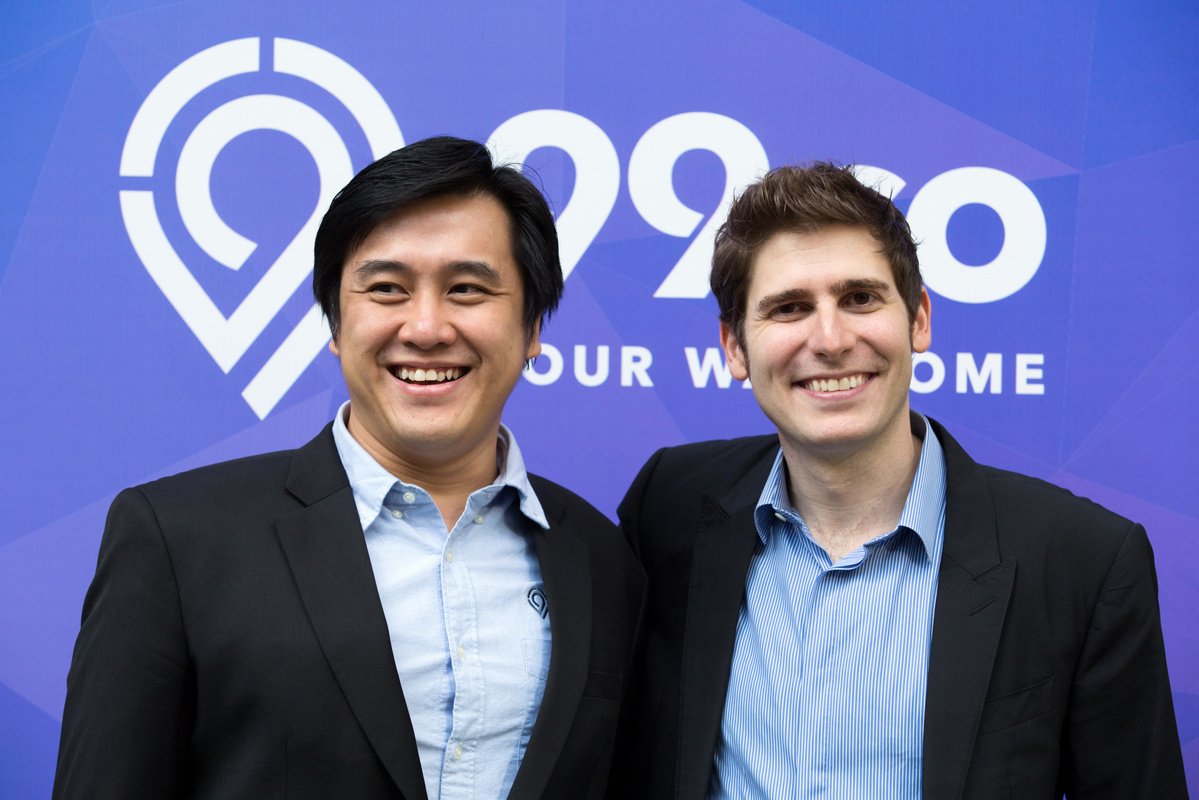 Darius Cheung, left, and Eduardo Saverin, right, seated together during an interview