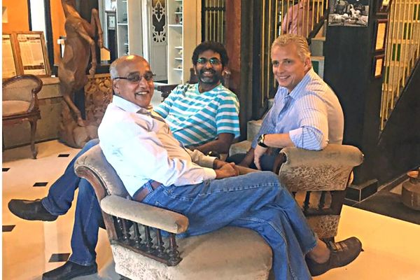 SenecaGlobal co-founders Swaminathan Mani, Rao Tummalapalli and Ed Szofer seated together
