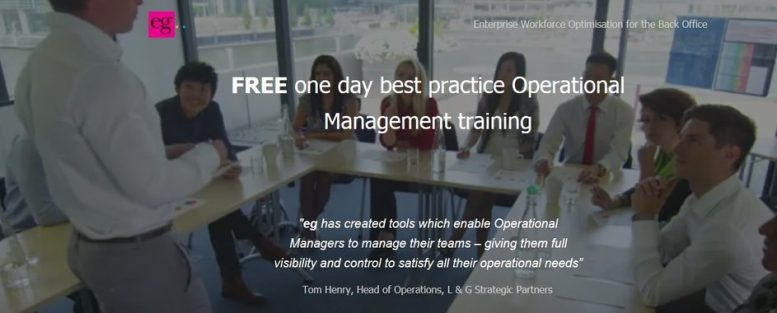 Historical eg promotional image advertising a free one-day operational management training course
