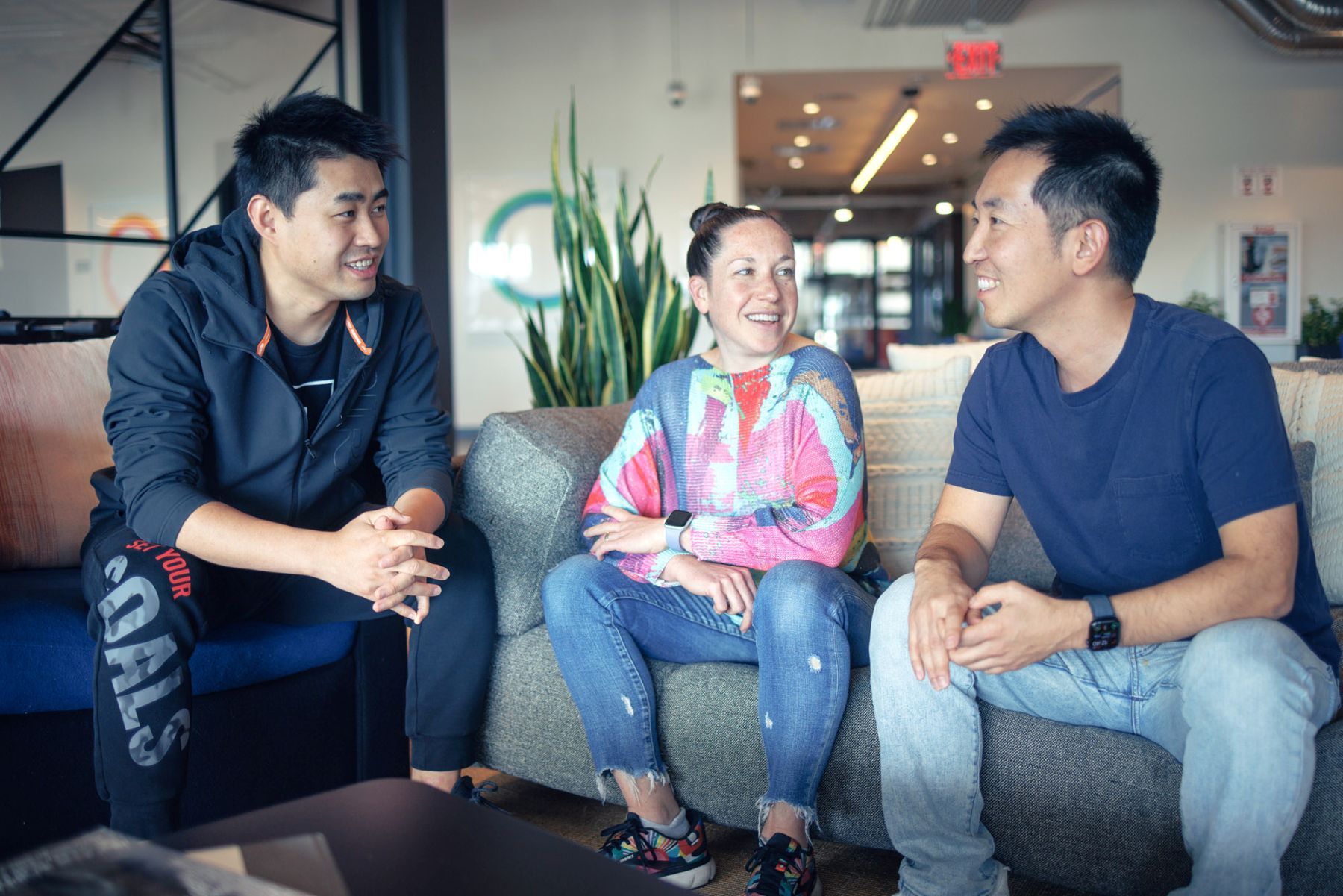 Tofu co-founders Honglei Liu, Elaine Zelby and EJ Cho sitting together