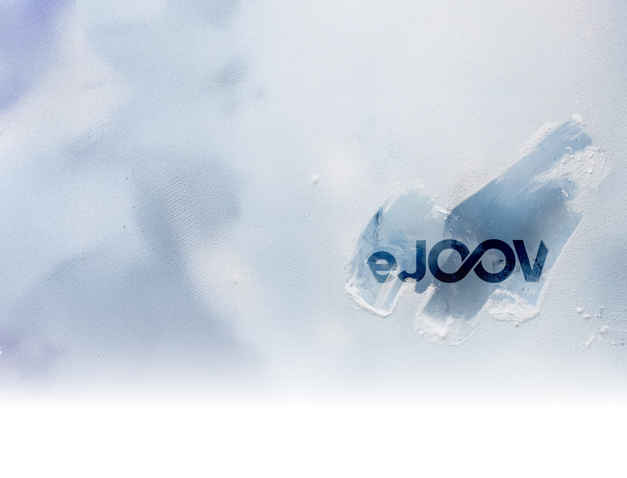 An eJOOV-branded frozen gel pack resting on ice