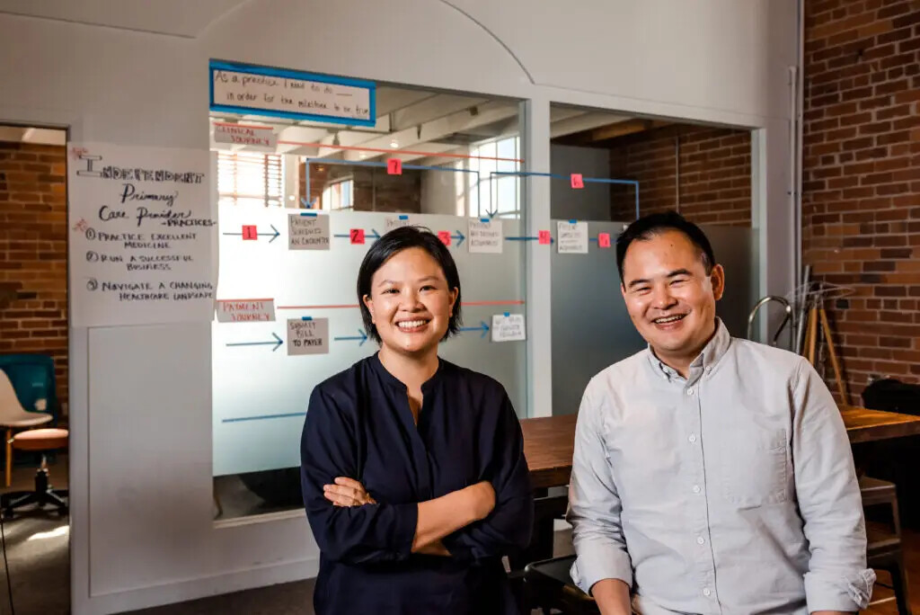 Elation Health co-founders Kyna and Conan Fong seated together