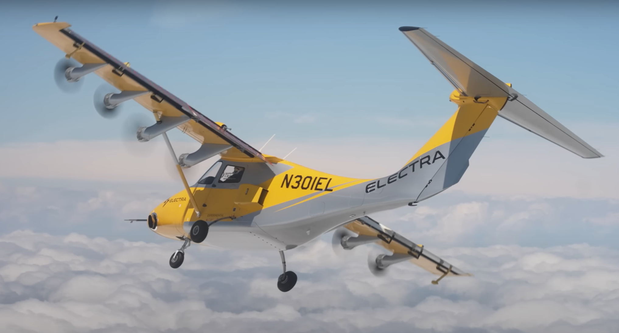 Electra EL-2 Goldfinch hybrid-electric aircraft in flight