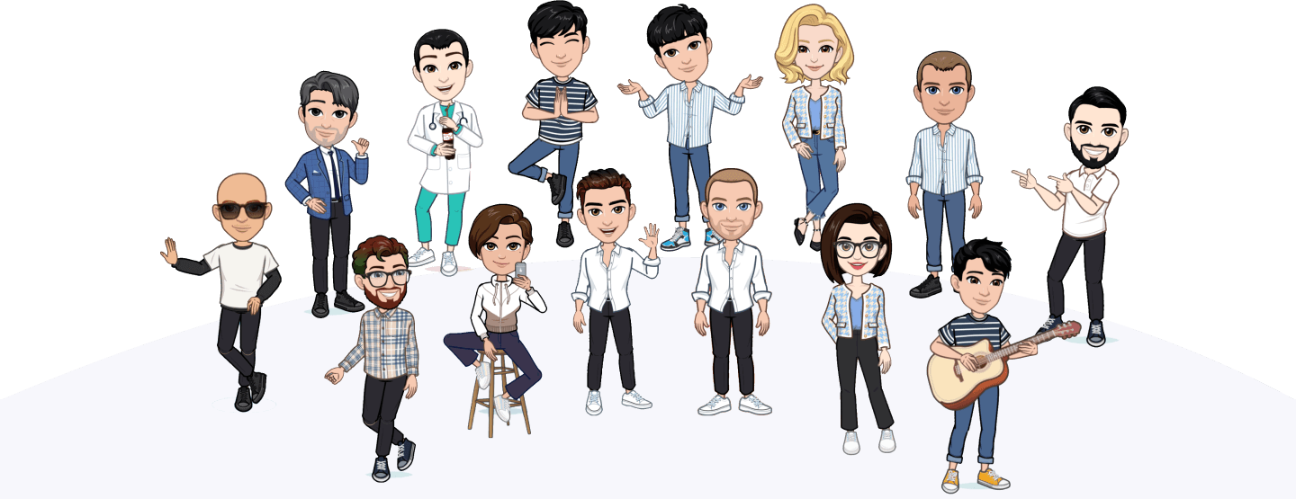 Elfie’s illustrated team, presented as cartoon avatars