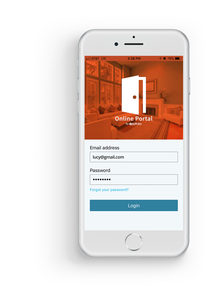 Promotional mobile interface image from Elite’s tenant portal page