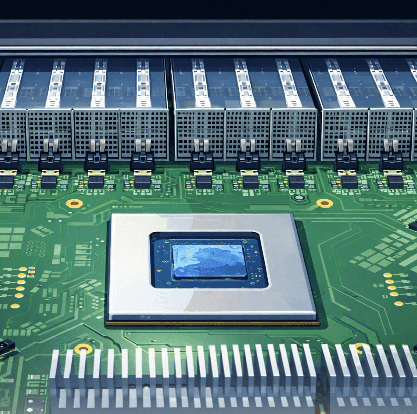 Eliyan's conceptual illustration of a chip connected to modules on a circuit board