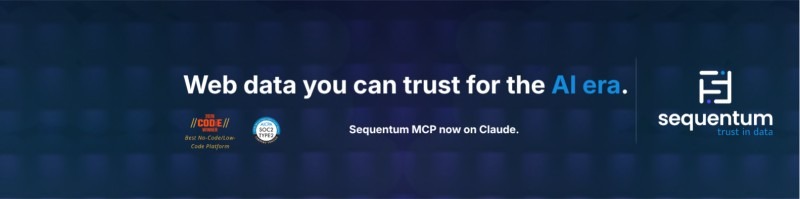 Elizabeth Abrams's LinkedIn banner reading Web data you can trust for the AI era and Sequentum MCP now on Claude