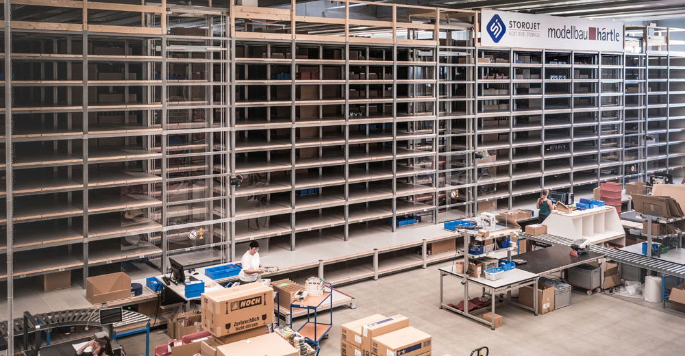 Storojet automated warehouse shelving and storage system