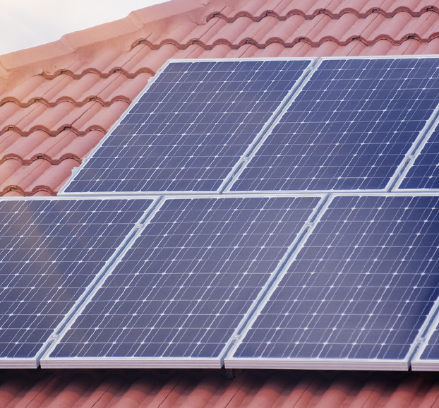 Illustrative photograph of rooftop photovoltaic panels from EMCOR’s client project gallery