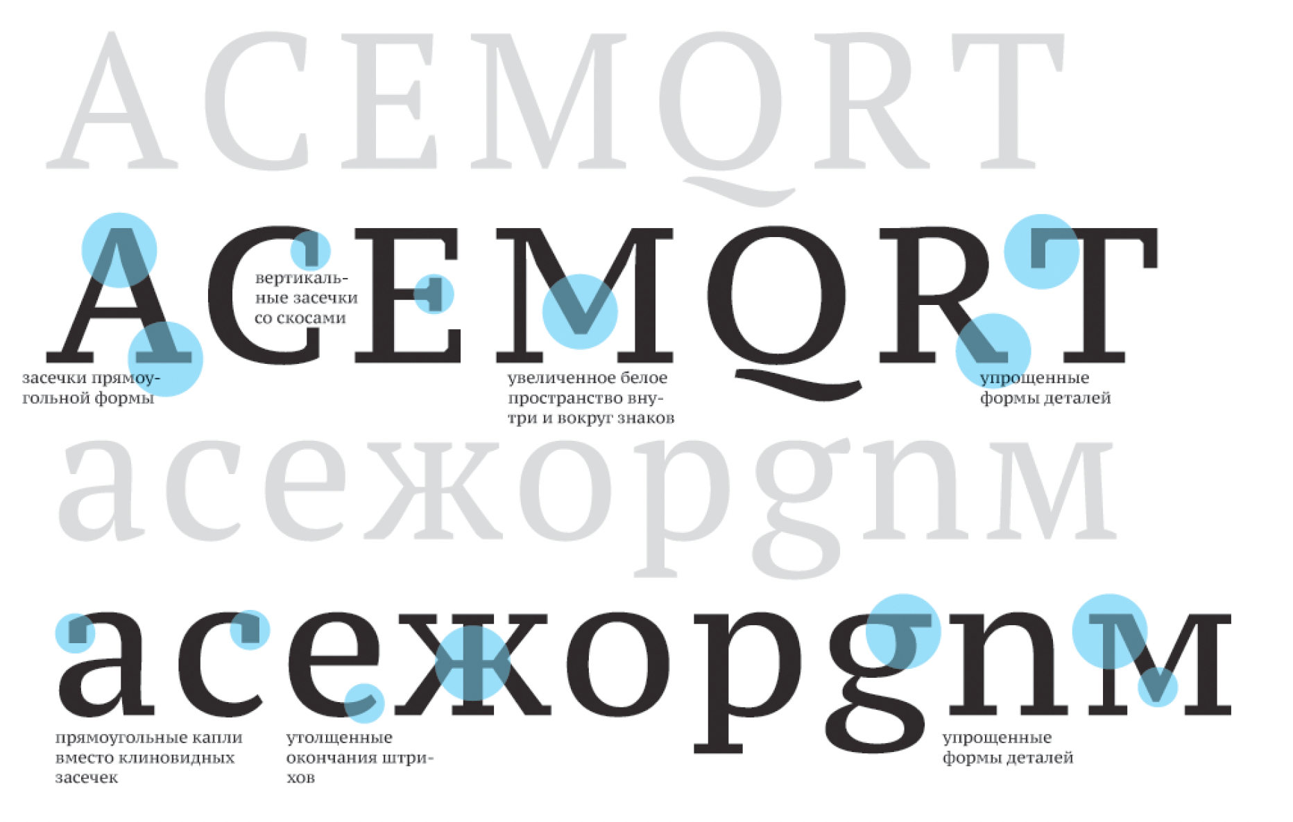 Paratype specimen comparing the letterforms of PT Serif and PT Serif Caption