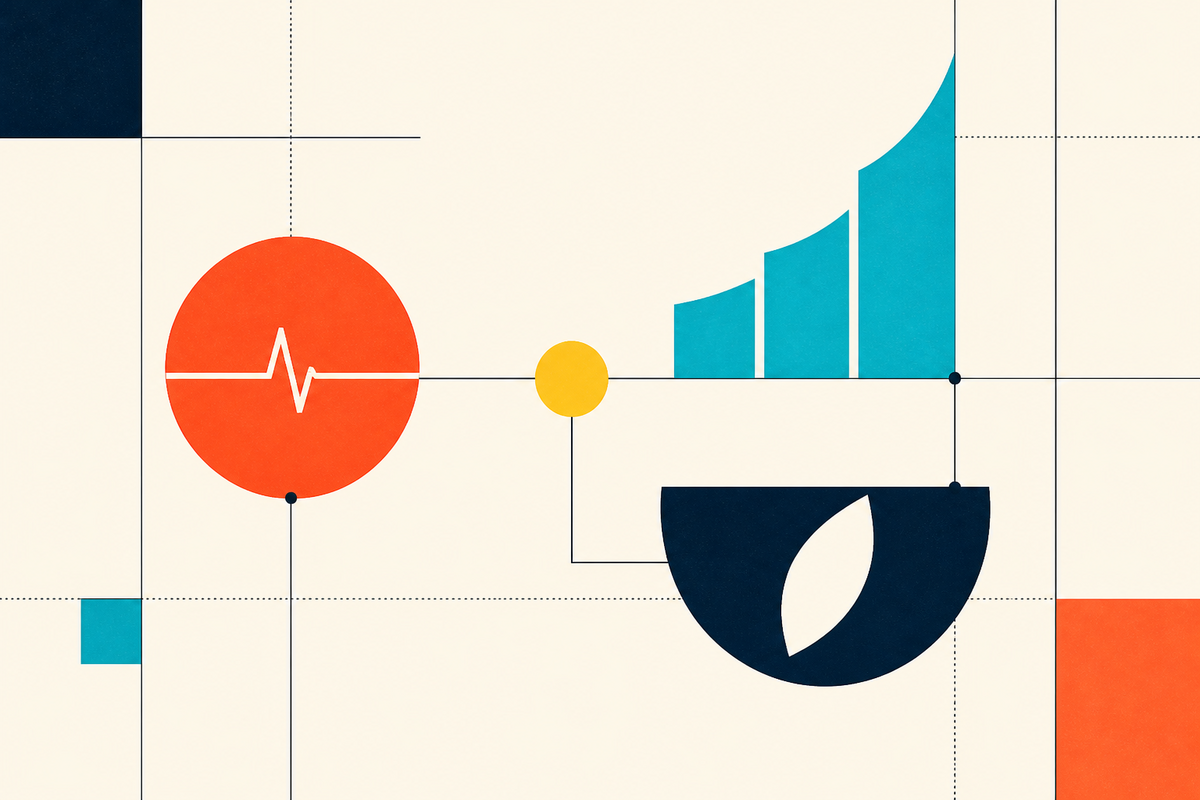 Abstract Swiss-style composition representing health, wealth, and safety