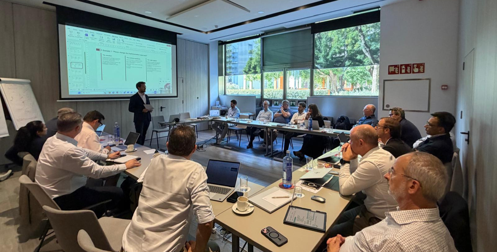 Emovis operations leaders meeting around a conference table in Barcelona