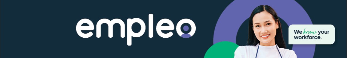 Empleo’s public LinkedIn cover, showing a healthcare-themed portrait and its workforce message