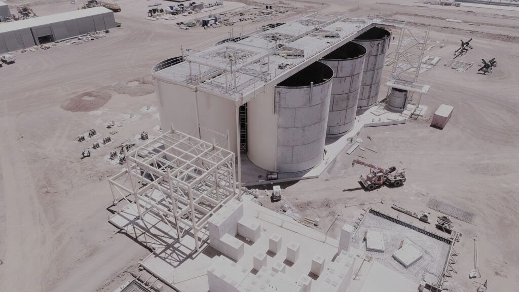 Open-pit mine site with processing infrastructure