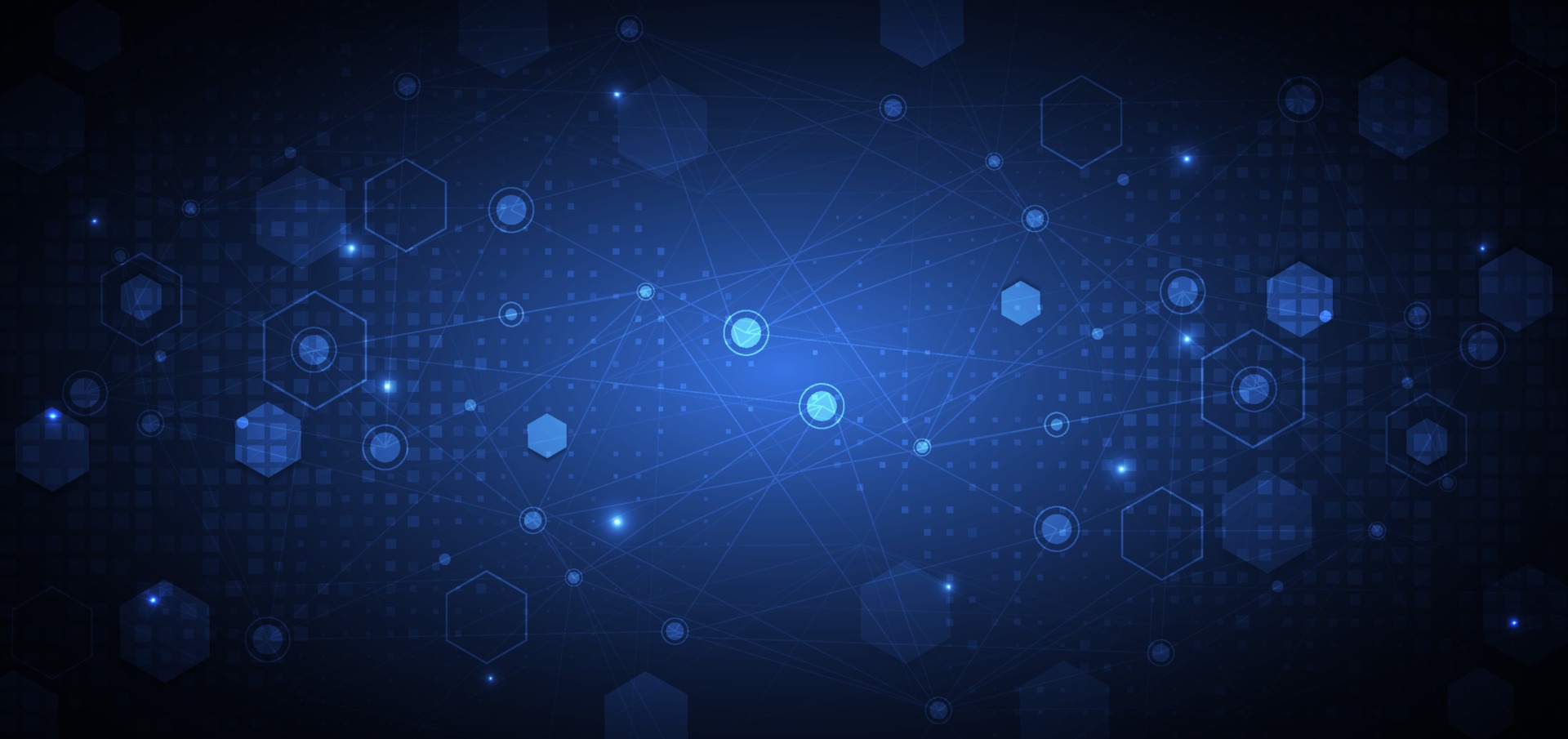 Abstract network of connected nodes representing secure energy data exchange