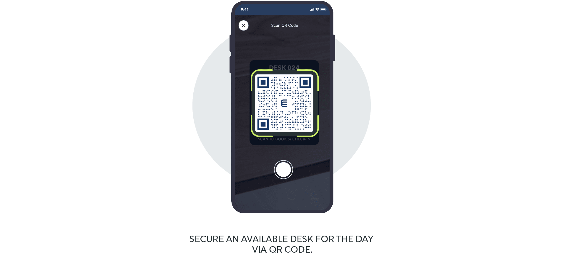 Enlighted Connect desk-booking interface illustrated on phones