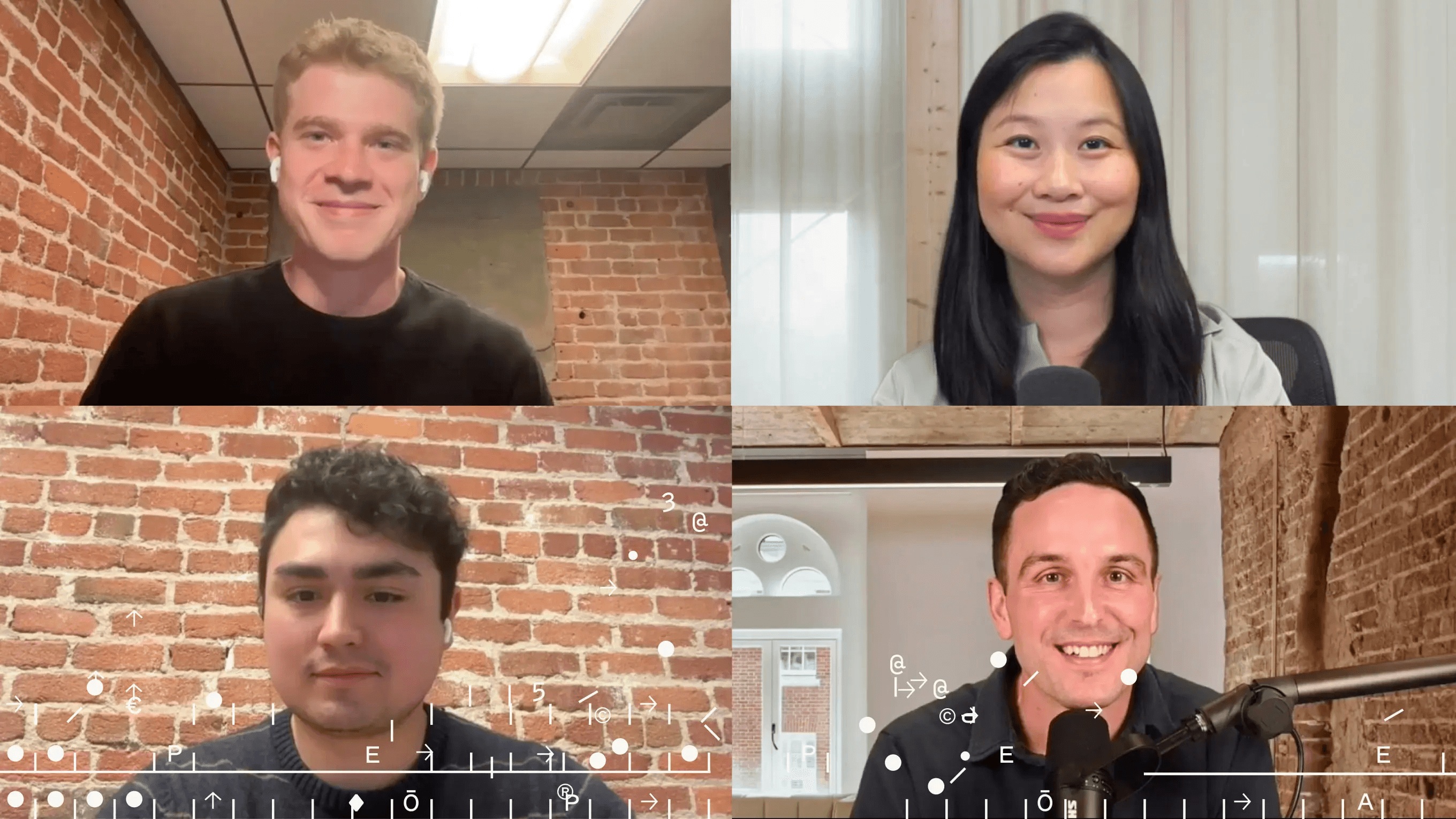 Video conversation with Matan Grinberg, Sonya Huang, Eno Reyes and Pat Grady arranged in a four-person grid