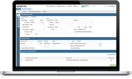 Enservio’s ContentsExpress interface shown on a desktop display