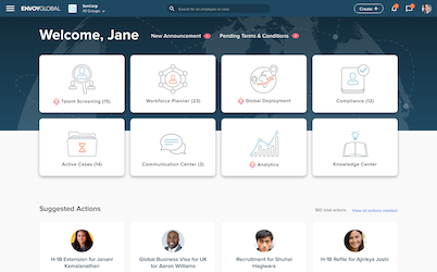 Envoy Global platform screenshot showing employee case visibility