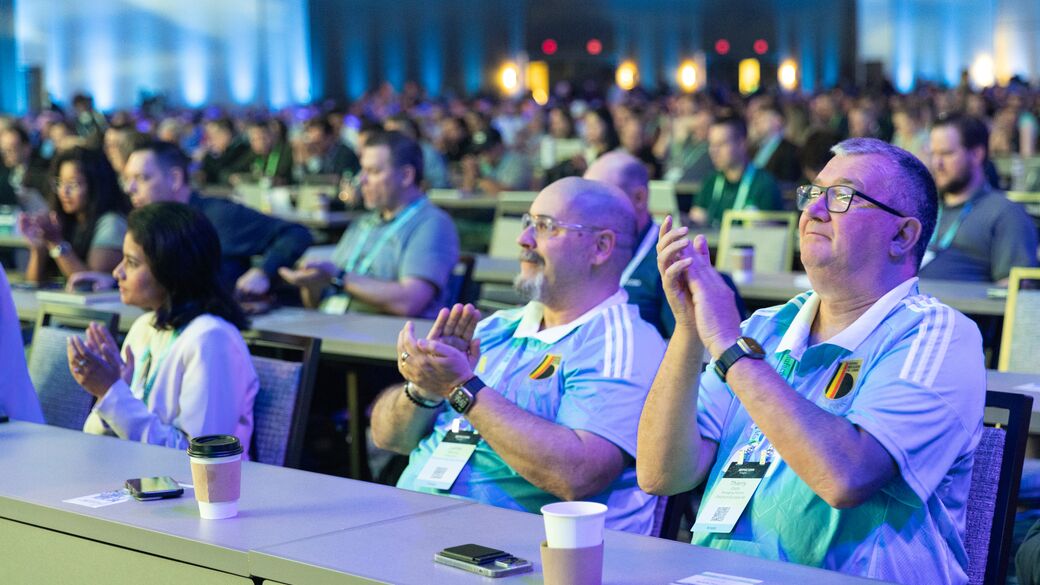 Epicor executives speaking onstage at the Epicor Insights customer conference