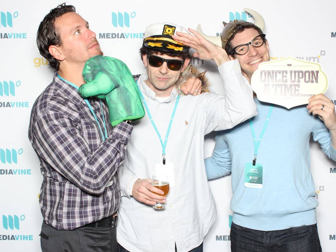 Mediavine co-founders Eric Hochberger, Steve Marsi and Matt Richenthal posing in a photo booth