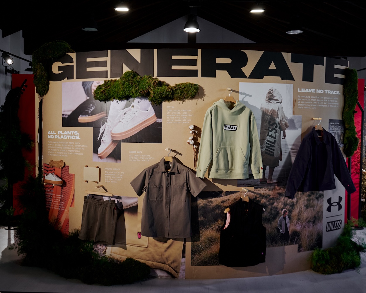 Under Armour and UNLESS regenerative apparel displayed at Milan Design Week